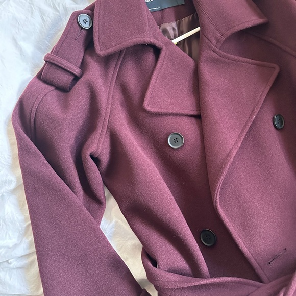 Burgundy Double-Breasted Trench Coat - Picture 2 of 6